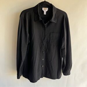 Talbots Heavyweight Button Up Shirt Black Sz Med Tunic EUC